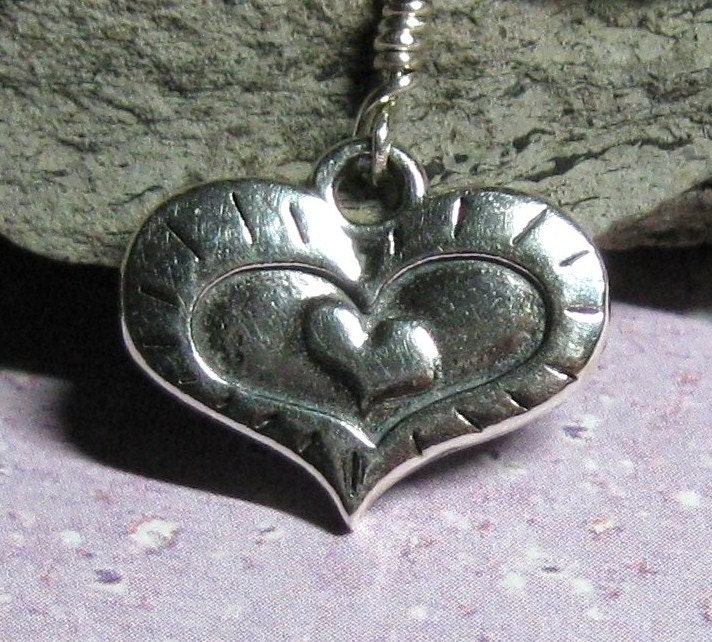 Valentine's Day Love Heart sterling silver charm necklace Hippie Chic Boutique