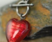 Valentines day Red heart Venetian Glass Necklace