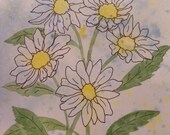 Daisies-Original Pen and Ink Watercolor Painting
