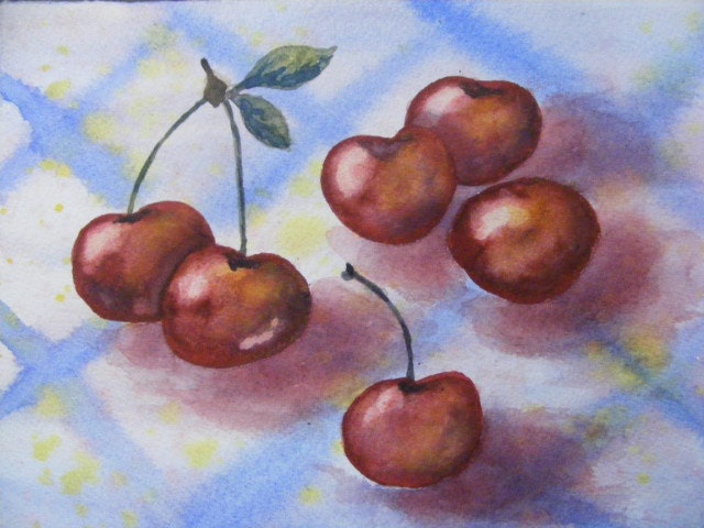 Cherries Jubilee-Small Original Watercolor painting