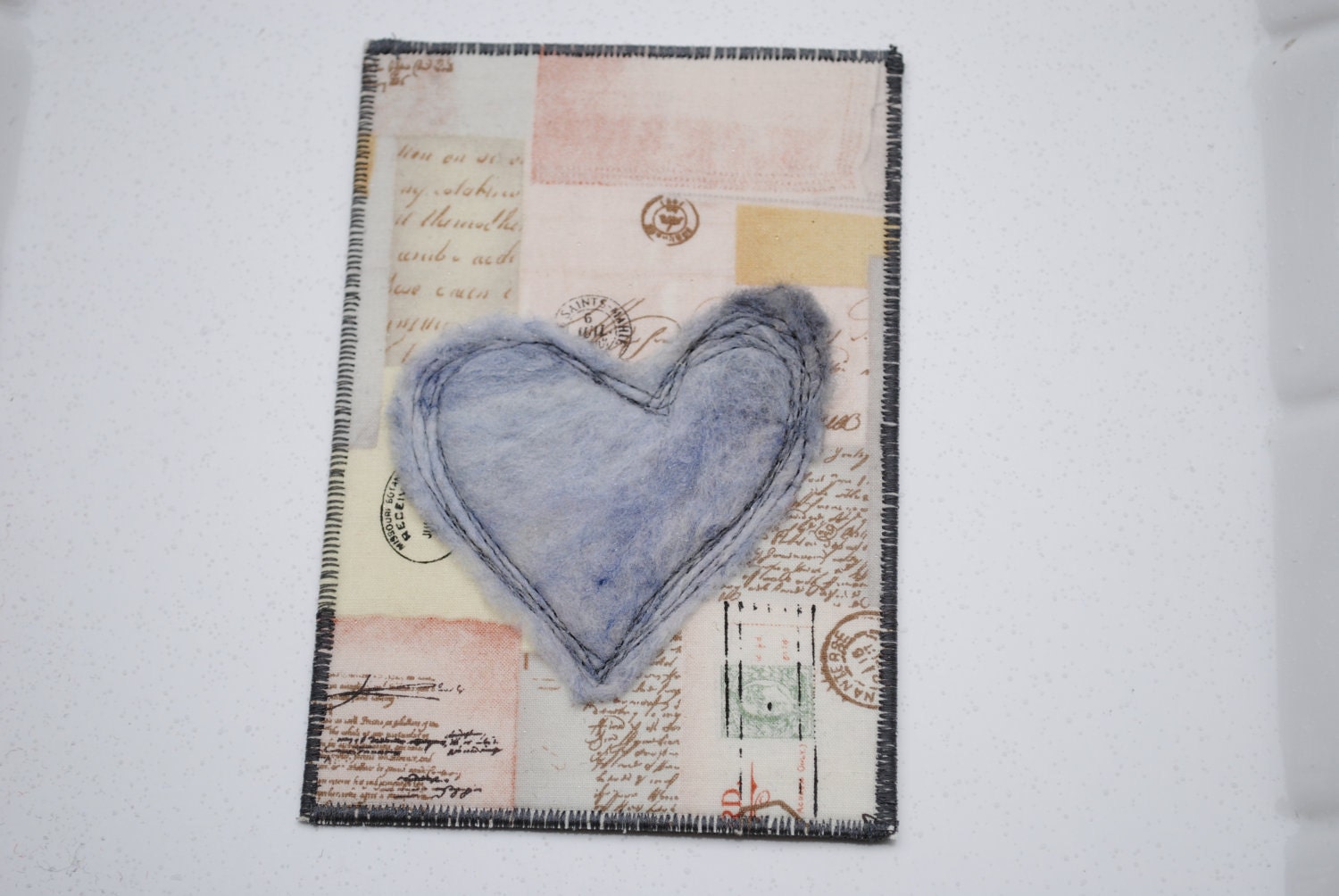 Soft Heart Fabric Postcard - TheRedTin