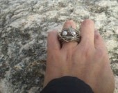 Alpaca Silver Ring The Nebulus with faceted Mirror Polished Czech Crystal size 7.5US