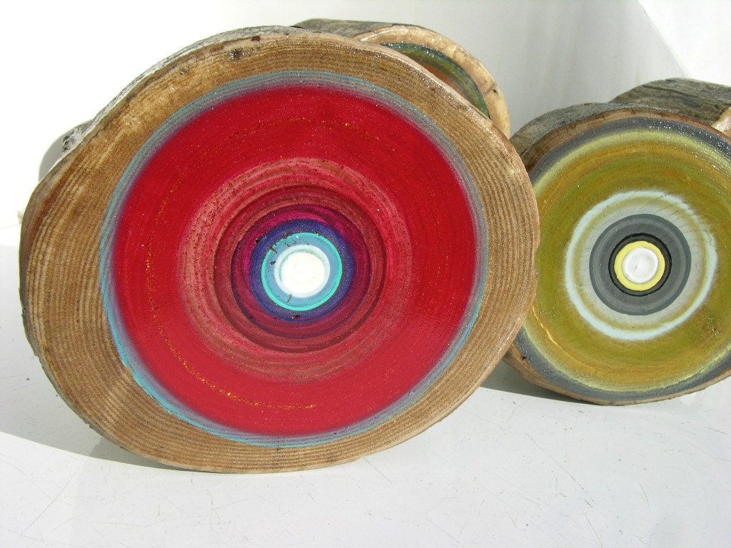 5th Wedding Anniversary Gift Tree Ring Paintings on Reclaimed Wood