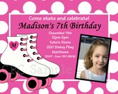 Rollerskating Birthday Invitation Rollerskating Birthday Party Invitation Rollerskating Birthday Invites Printable Digital
