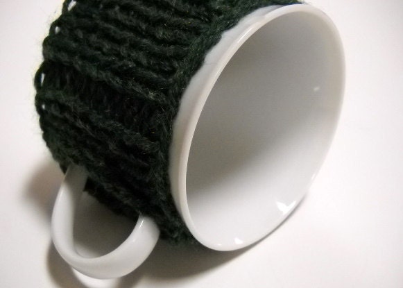 Hand Knit Mug Cozy in Forest Green Tea Cozy