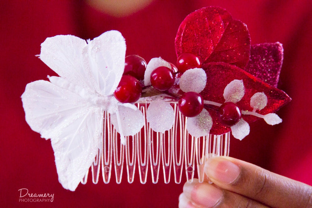 Peppermint Bark Butterfly Hair Comb