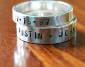 Name, Date, Greek Letters Personalized Sterling Silver Stackable Rings- Mom Ring, Dad Ring, Graduation Ring, Fraternity Sorority Ring