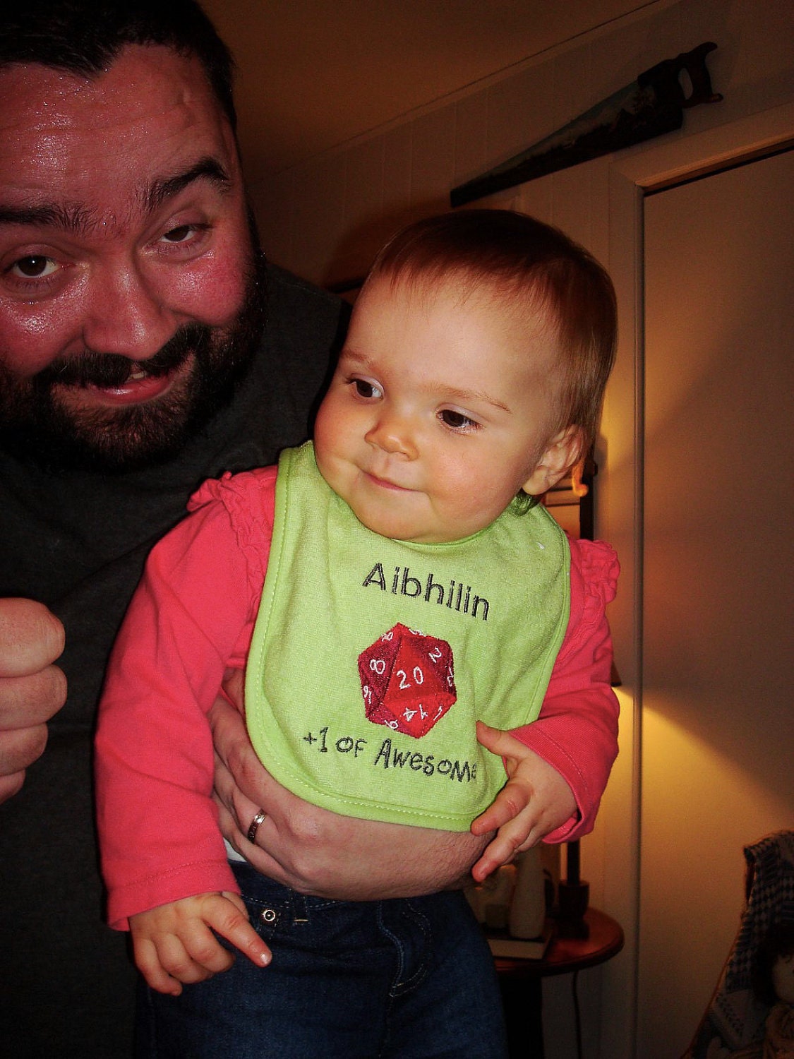 Geek baby- plus 1 of Awesome embroidered baby bib