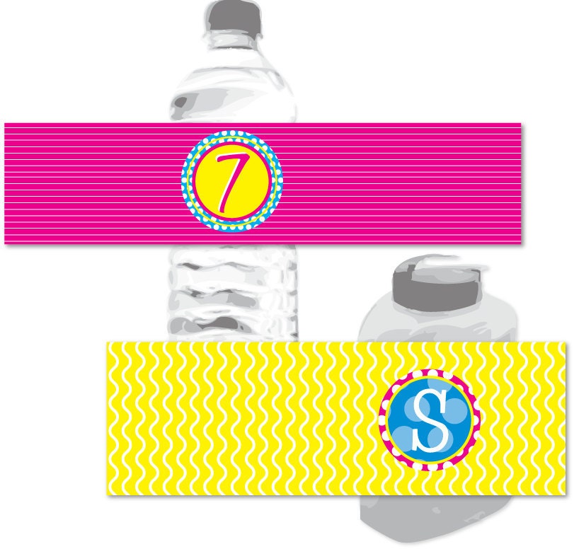 Candy Land Birthday Party Water Bottle and Juice Box Wrappers
