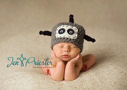 Robot Hat, Newborn Baby Hat, Photography Prop