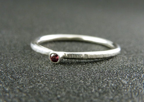 Garnet Solitaire or Stacker Ring