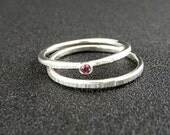 Garnet Stacker Ring Set of Two- Sterling Silver Rhodolite