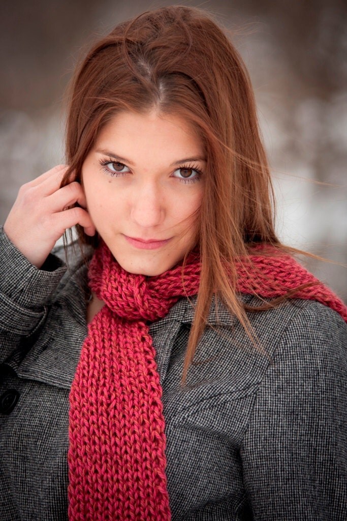 Scarf - Hand Knitted - Merino Wool - Ribbed Wildflower - 60 inches