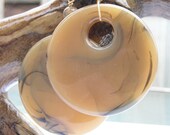 Vintage Lucite Hoop Earrings in Light Brown Caramel in Gold Filled