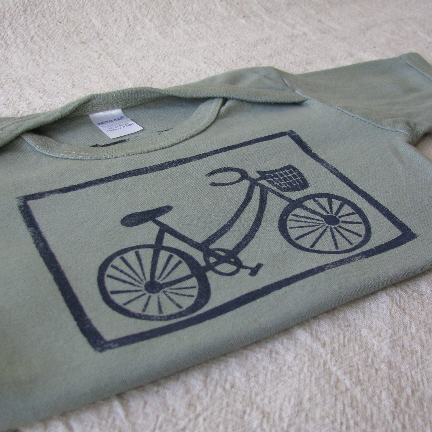 Lino Cut Bike Short Sleeve TShirt, Hand-dyed, 18 to 24 Month Size