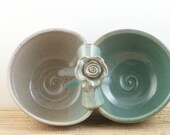 2 dish ceramic condiment server