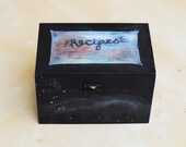 cosmos recipe box - stars and space - modern wooden recipe card box