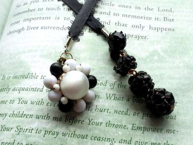 Upcycle Earrings Pretty Black and White Shabby Chic Bookmark OOAK - ridgetopcottage Upcycle Earrings Pretty Black and White Shabby Chic Bookmark OOAK - ridgetopcottage