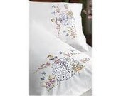 Garden Girl Pillowcase Set- Hand Embroidered- Queen