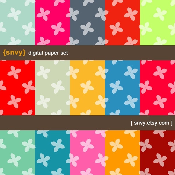 Clover - Digital Paper Pack (Set of 15 Papers) for Scrapbooking, card making, photo cards - Personal and Commercial Use - 100012C