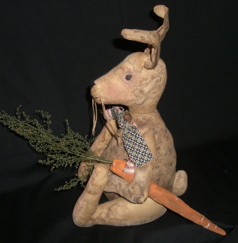 Primitive Handmade Doll -  Grungy Rabbit - Ralph