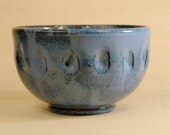 Rare Stamped Early North Carolina Jugtown Teague Ceramic  Blue Serving  Bowl