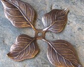Brass Leaves Metal stamping embellishments Cold Connections Antiqued Brass 1342 - 6 pieces