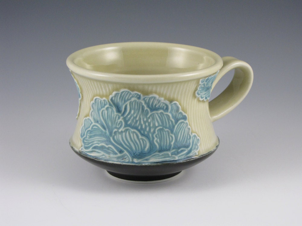 Peony Mug in Blue and Yellow