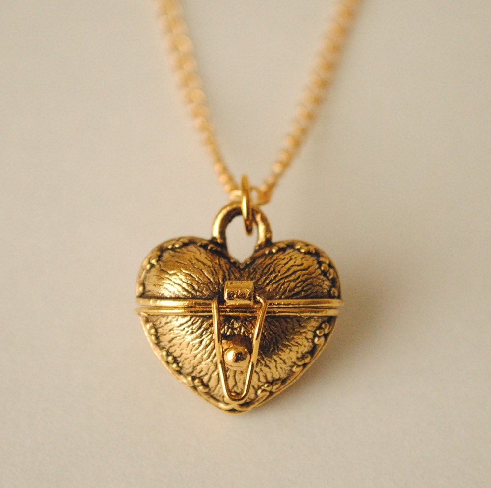 Heart Shaped Box Necklace - Gold
