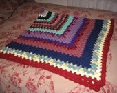 Scrap Bag Granny Square Afghan (Lavender - Burgundy) (Please Note- Ready to Ship)