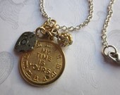 Sterling Charm Necklace, Time, Steampunk, Crystal