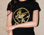 Gold Mockingjay Inspired Symbol Shirt Size MEDIUM