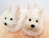 Soft and Fluffy white Westie slippers