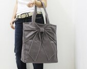 QT Canvas Tote in GRAY - Double Straps Shoulder Bag