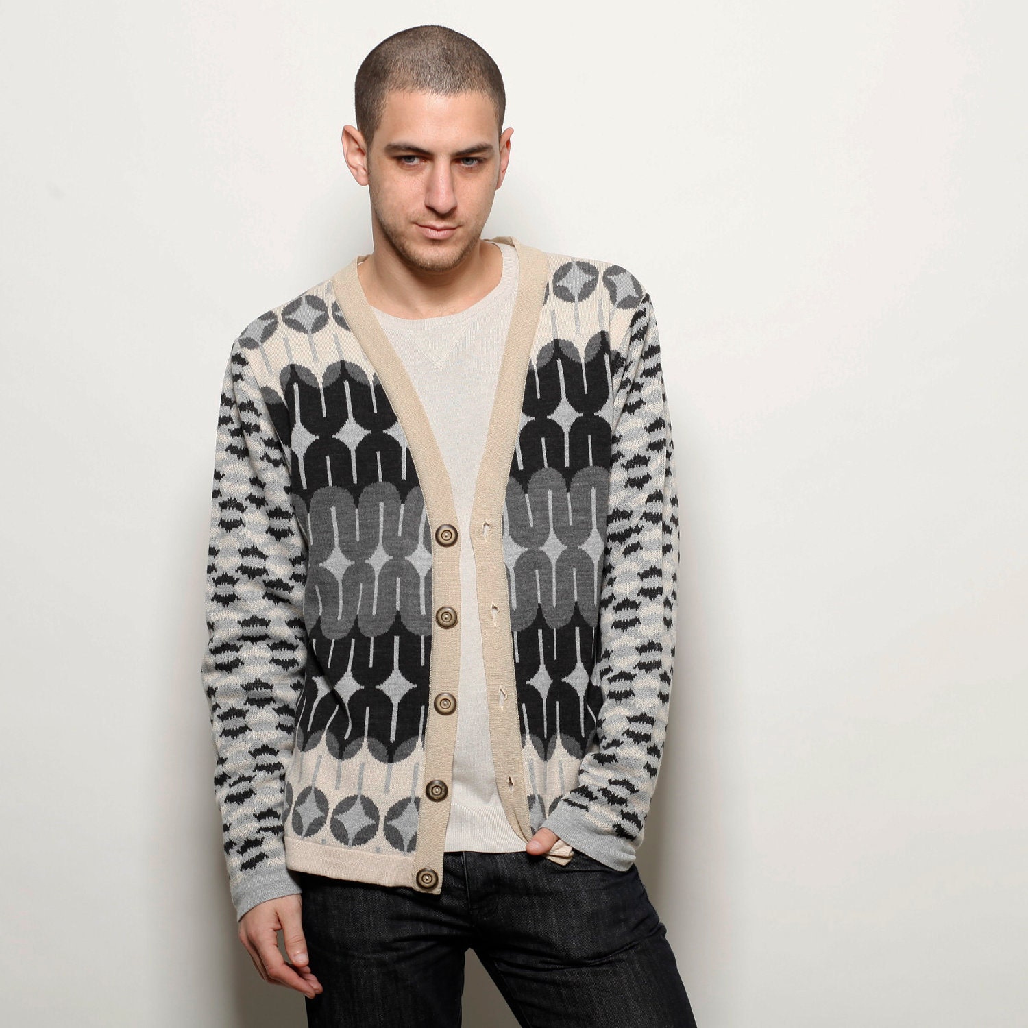 Mens knitted cardigan, S, M, LFathers Day