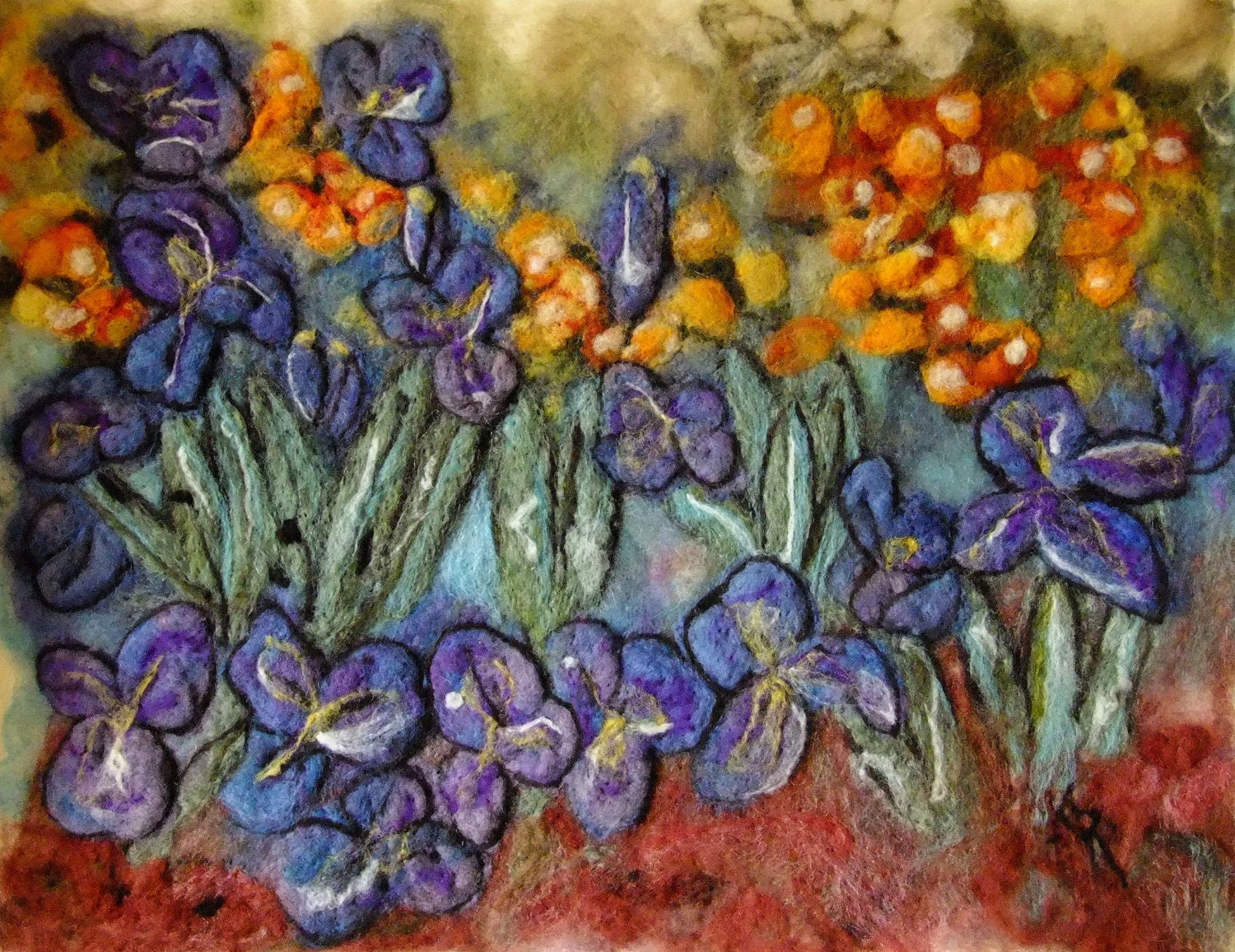 Iris Garden felted 'watercolor'