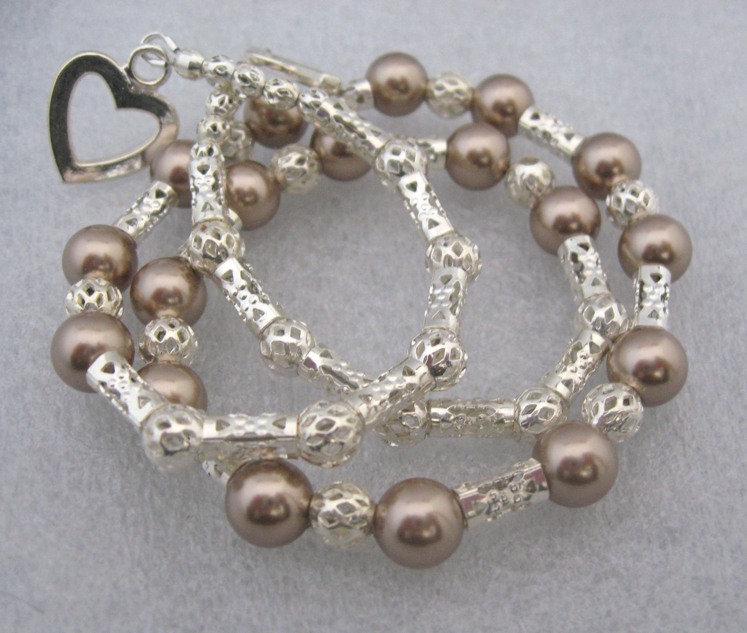 Swarovski Taupe Pearl Silver Necklace