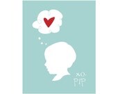 Valentine Cards:  Silhouette Robin's Egg Blue/White - Printable & Customized School Valentines