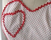 50s Sweetheart Pinafore Apron Red Swiss Dot Ric-Rac Trim