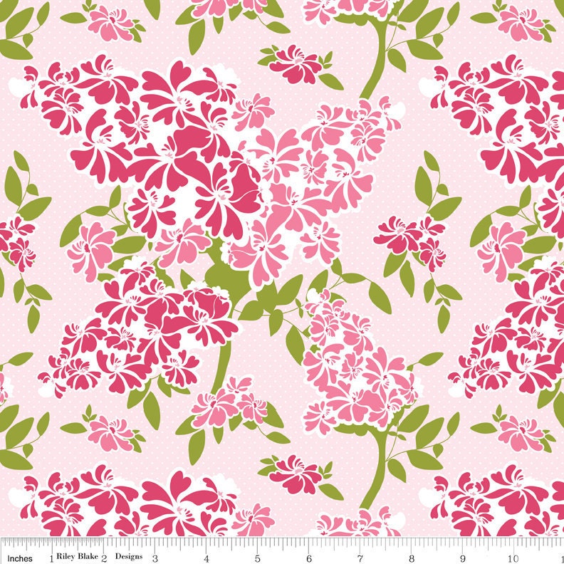 Dainty Blossoms Floral Pink Riley Blake Designer Fabric, 1 yard