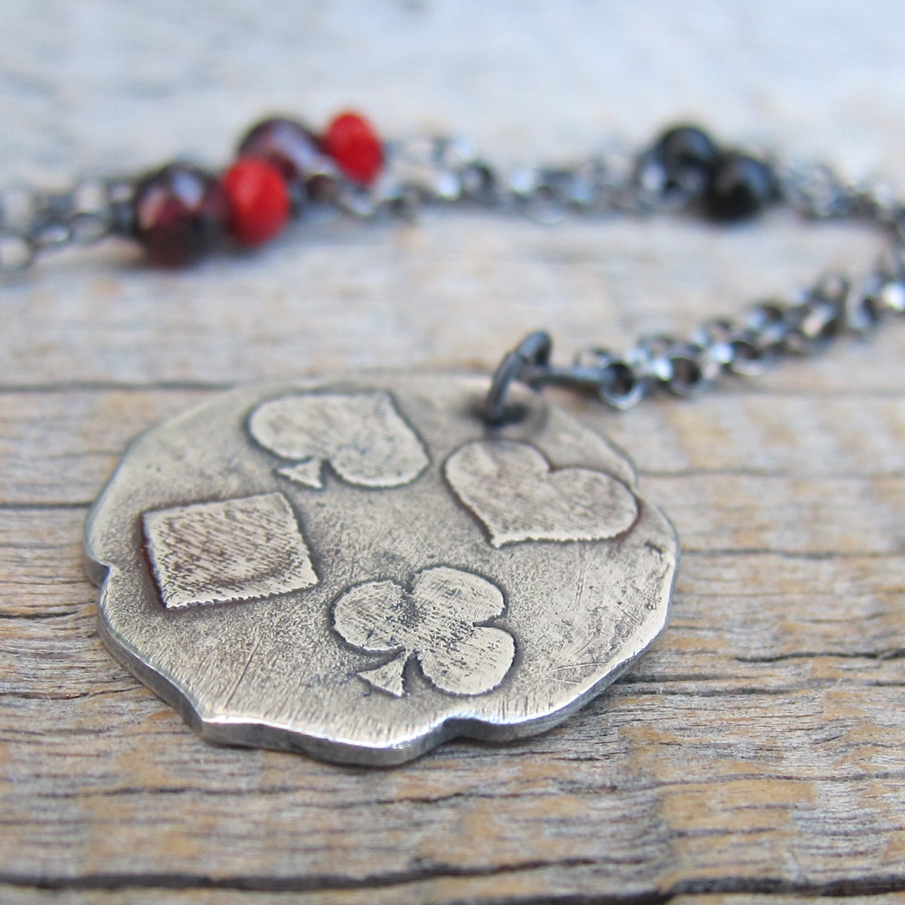 Wonderland Suits Pendant ... Fine Silver Card Suit with Wire Bail