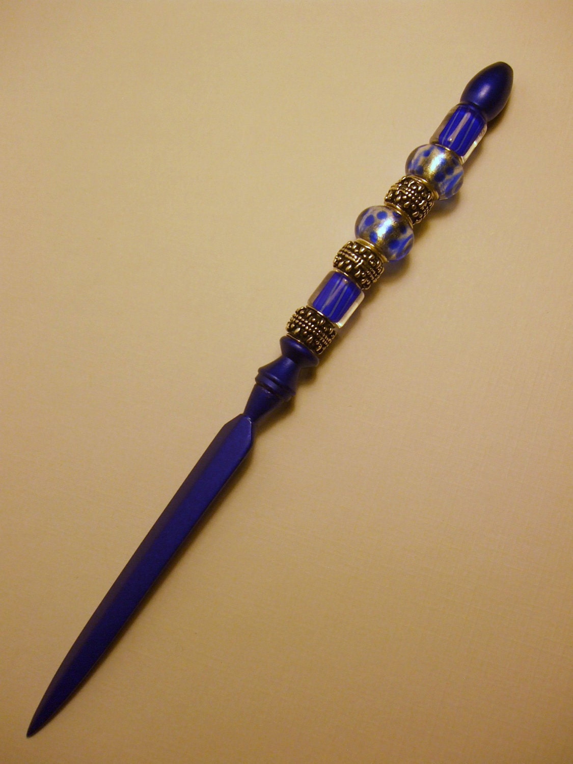 COOL BLUE Letter Opener - Perk Up Your Office Desk with a Designer Blue Letter Opener - handcrafted/handmade  - Free Shipping