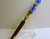 BLUE SPARKLES Beaded Letter Opener for your Office DESK  - artistic design with Blue Rhinestones  - handcrafted  - free shipping