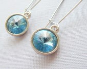Sapphire Blue Swarovksi Silver Earrings tbteam tpt team