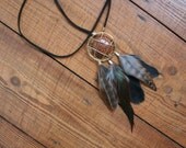 goldstone // feather dreamcatcher necklace