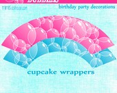 Bubbles Cupcake Wrappers- Bubbles Birthday Cupcake Wrappers-PDF Il_170x135