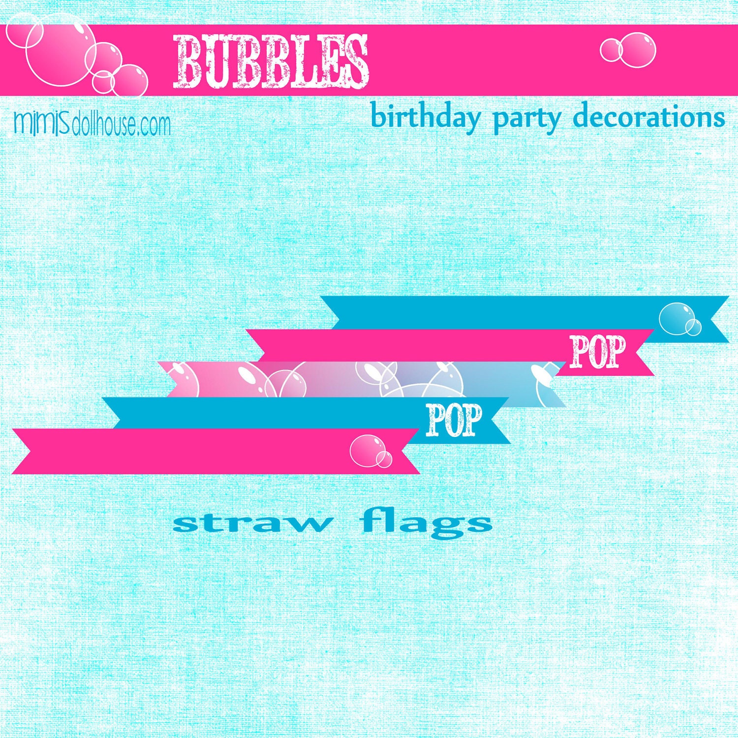 Bubbles Flags- Bubbles Birthday Straw Flags-PDF Il_170x135