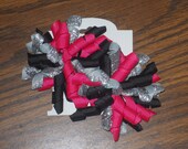 Hair Bow Set - Glitter Silver, Shocking Pink, and Black Korkers