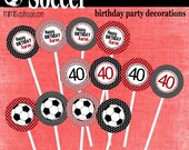 Soccer Cupcake Toppers--Soccer Birthday Cupcake Toppers-JPEG/PDF-Choose your color Il_170x135