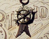 AVIATOR - Steampunk Airship Pirate Pilot Wings Vintage Watch Movement Altered Art Assemblage Mens, Womens Necklace - LARP